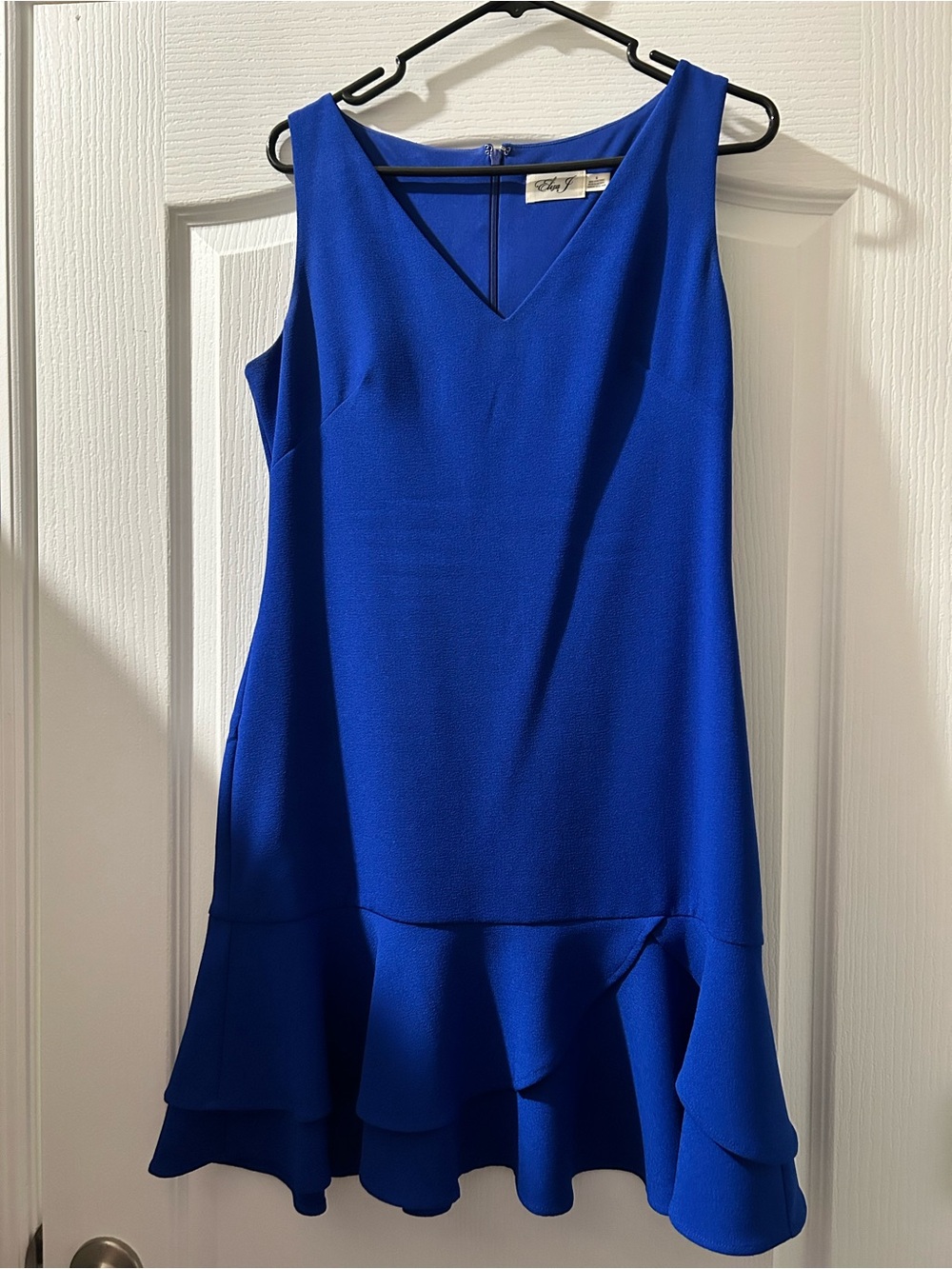 Eliza J Cobalt Blue Sleeveless V-Neck Ruffle Hem Mini Dress